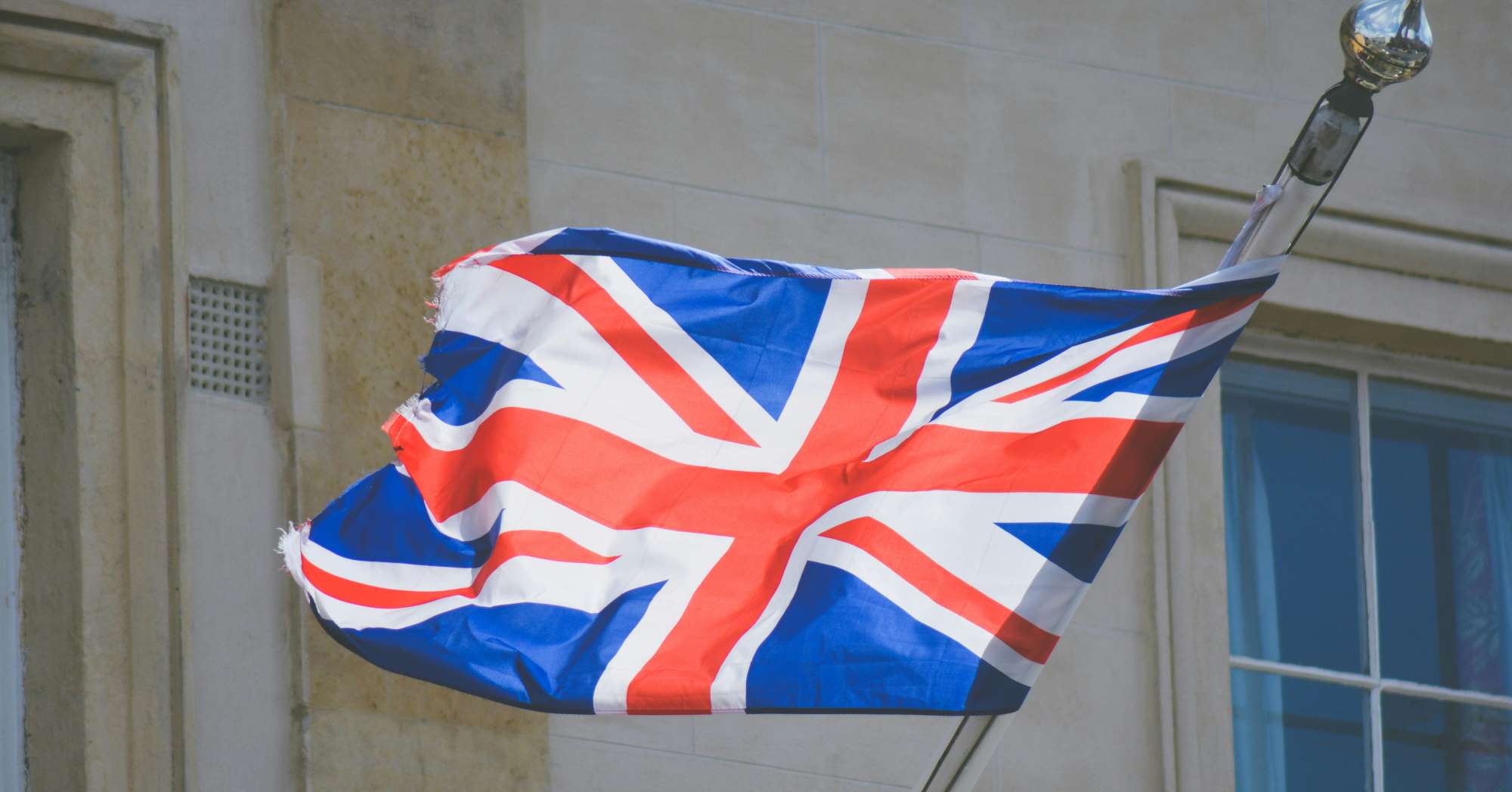 UK flag blowing in the wind