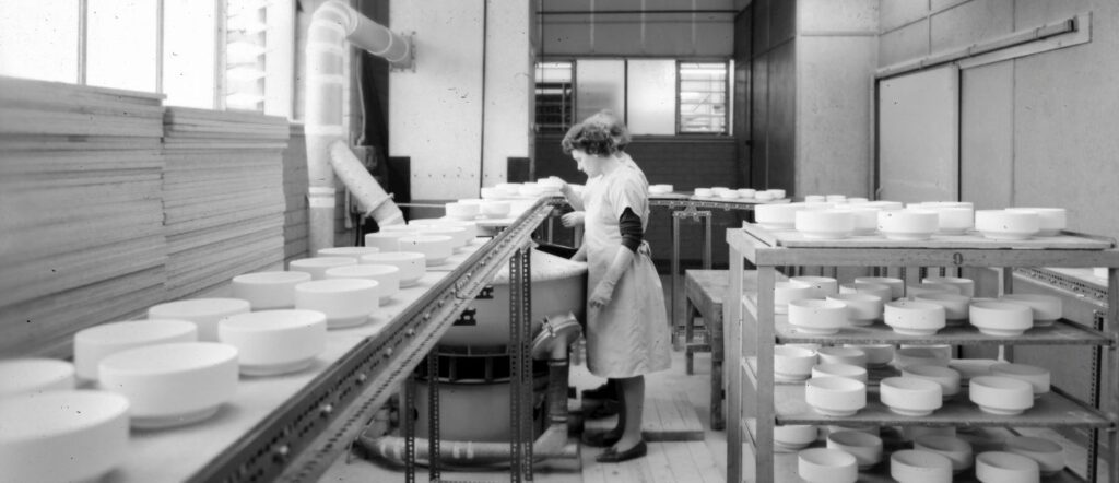 vintage image of a woman working in a factory - opportunities under the gpsr