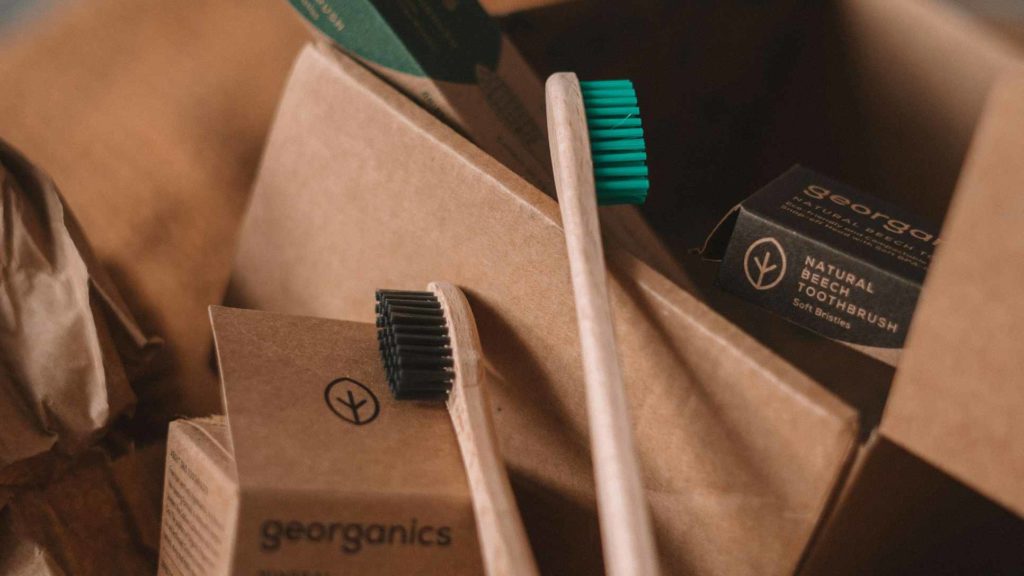 A close up image of sustainable cosmetic packages