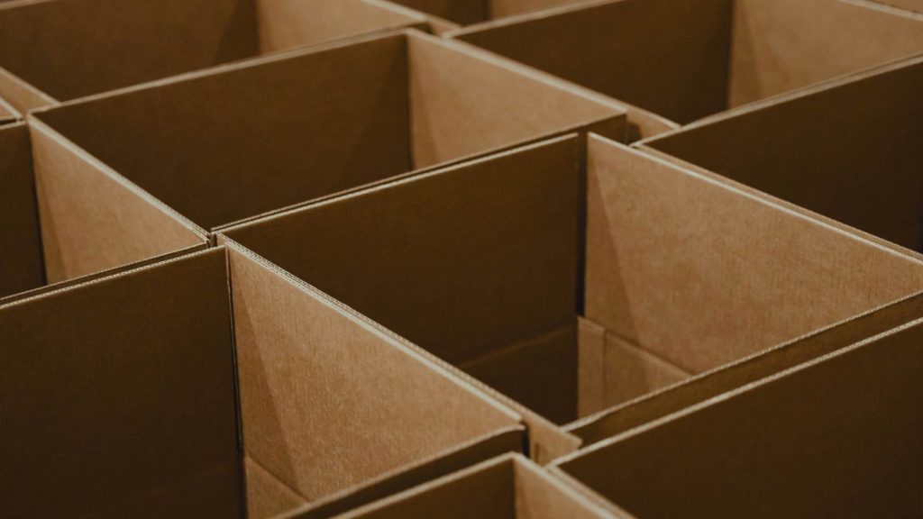 close-up image of cardboard boxes 