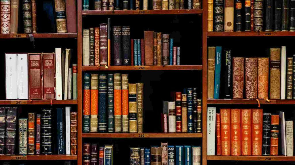 a book case filled with books