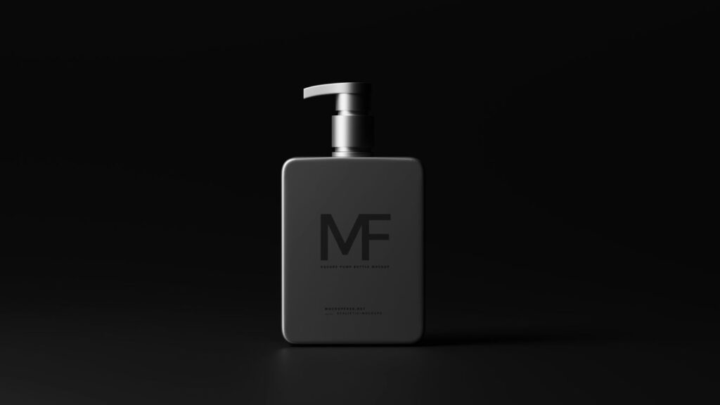 a bottle of cosmetic product on a black background