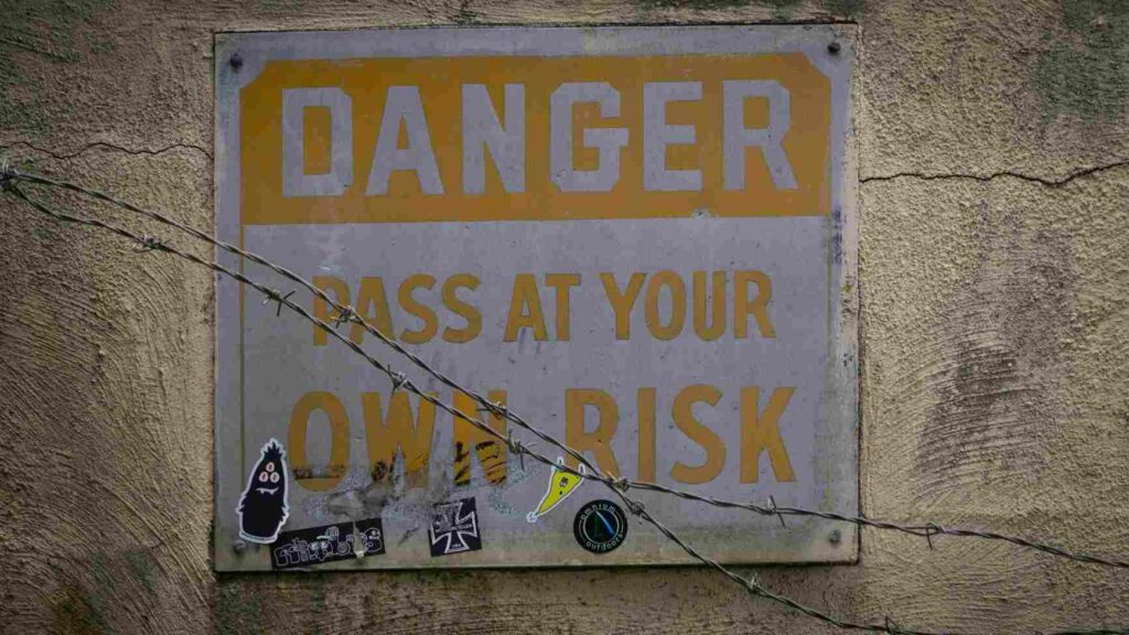 close-up of a yellow danger sign