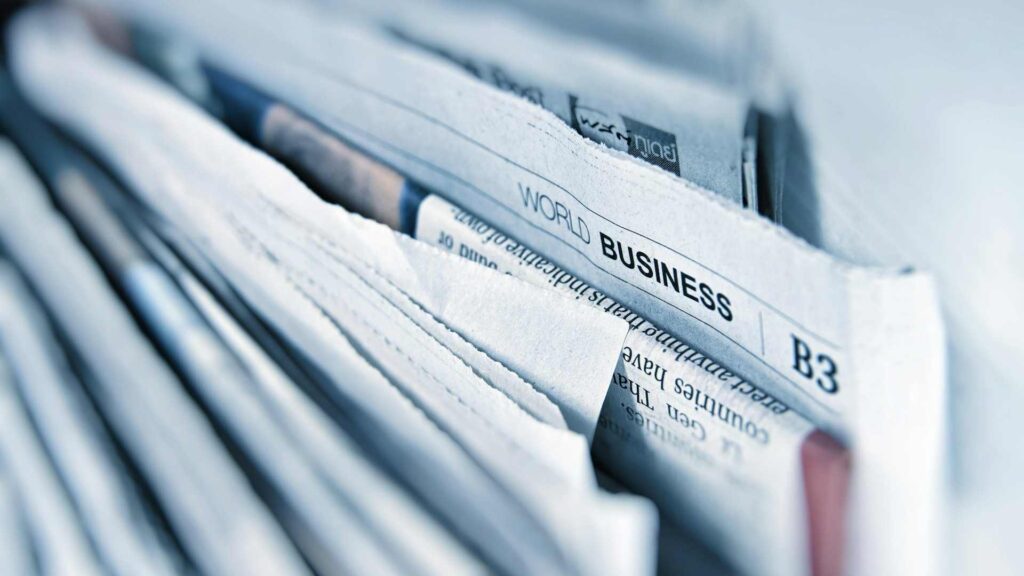 close-up image of business newspapers